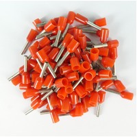 Boot Lace Pin Ferrule Insulated 1.0x8mm Red 100 Pack
