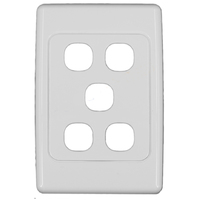 Clipsal CLIC2035VHWE 5 Gang Light Switch Grid Plate and Cover 2000 Series