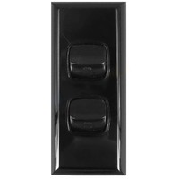 AS2DPB Powerclip 2 Gang ARCHITRAVE Light Switch - Double Pole 10 Amp Black