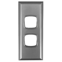 AS2C/SC Powerclip 2 Gang Architrave Light Switch Silver Cover Only