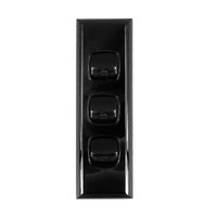 AS3DPB Powerclip 3 Gang ARCHITRAVE Light Switch - Double Pole 10 Amp Black