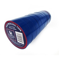PVCTBL Electrical PVC Insulation Tape Pack of 10 Rolls 18mm x 20m - Blue