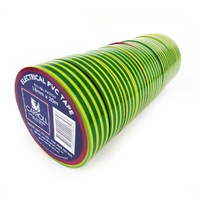 PVCGY Electrical PVC Insulation Tape Pack of 10 Rolls 18mm x 20m - Green/Yellow