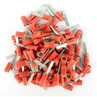 FB1-10CS 10mm Insulated Crimp Blade Terminal Red 100 Pack