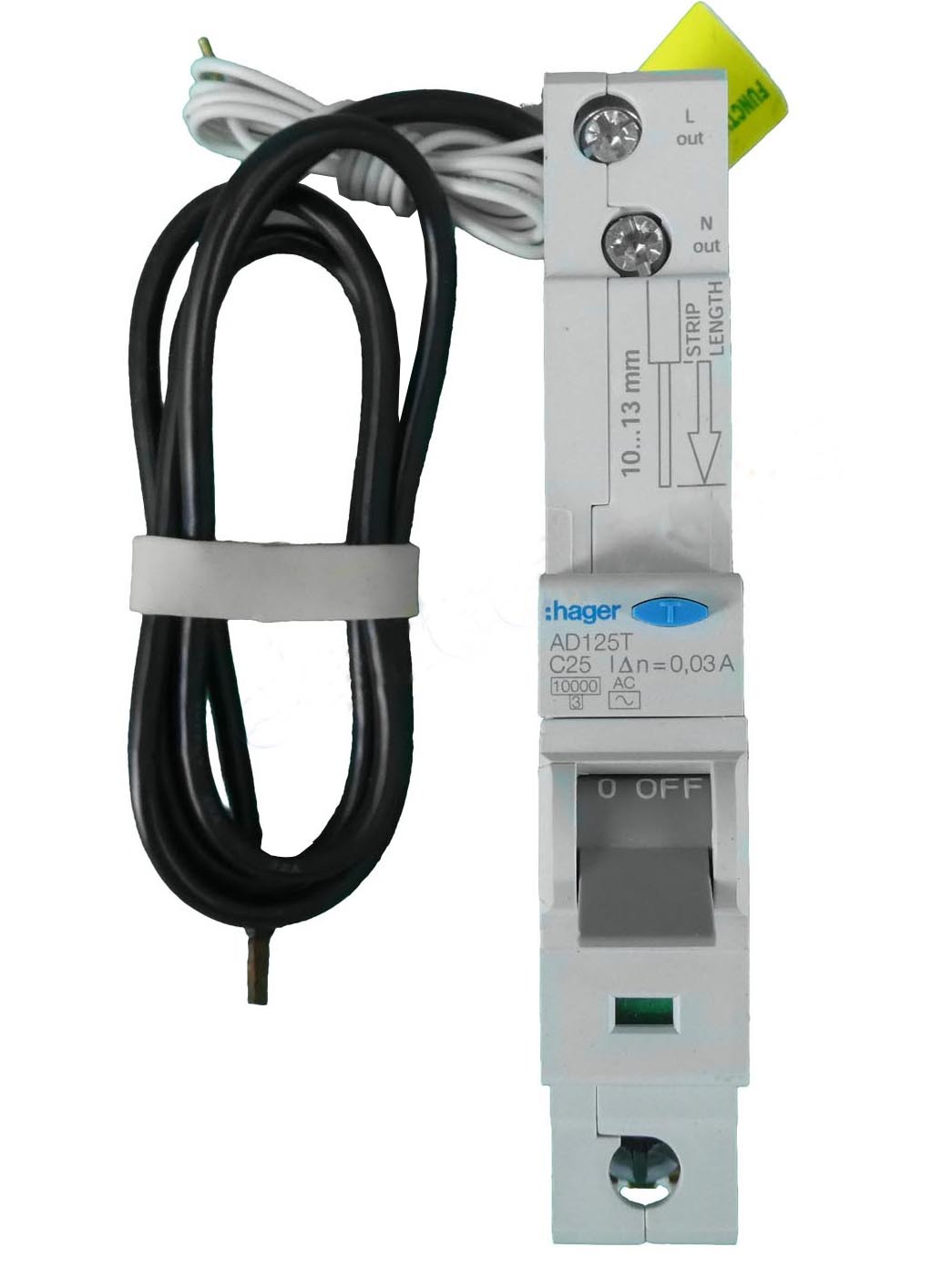 Hager AD125T C25 Single Pole 25A 10kA RCD MCB Safety Switch Circuit Breaker