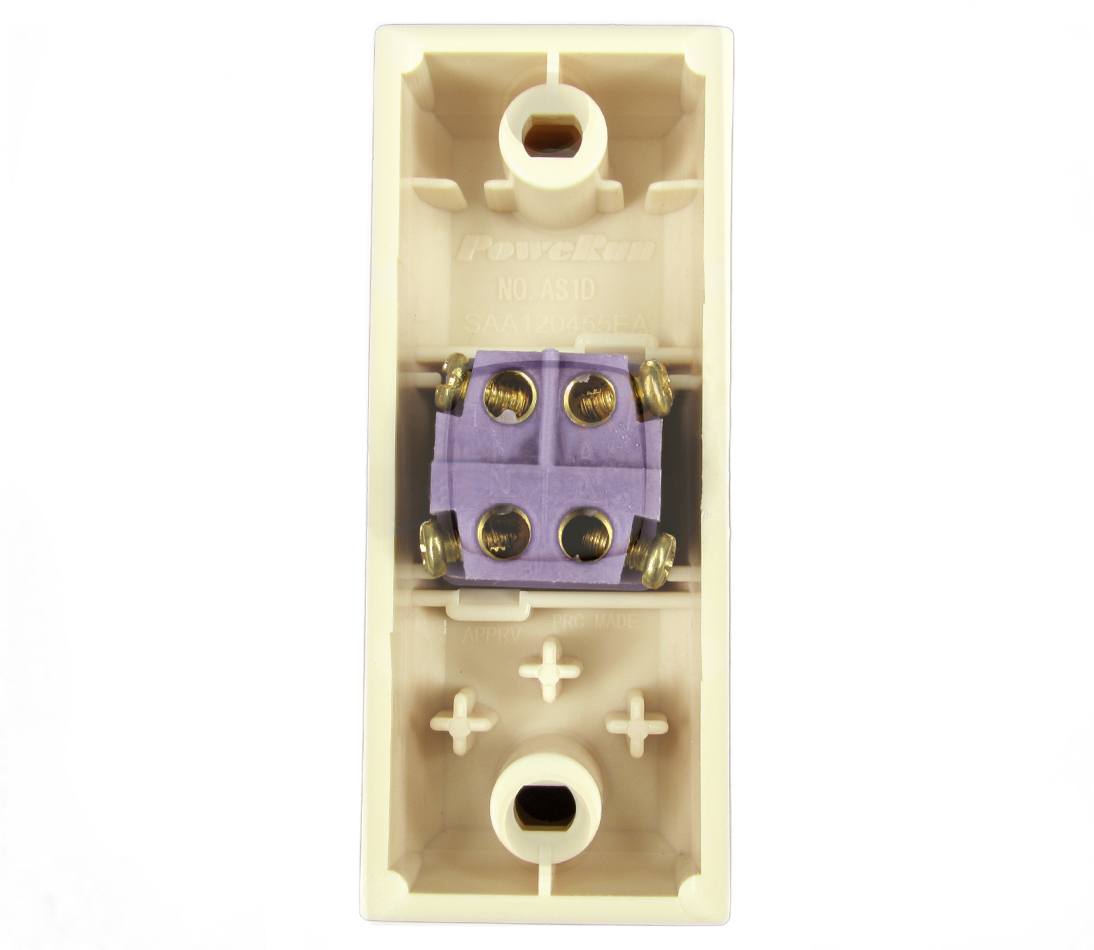 Light Switch 1 Gang Architrave Double Pole 10A Deep Mount Beige Transco