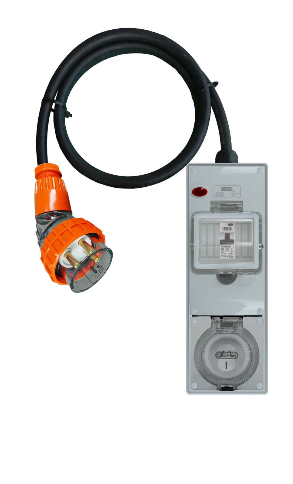 Power Adapter 3 Pin 32 Amp Single Phase to 3 Pin 20 Amp Flat Single Phase Outlet - Picture 3 of 13