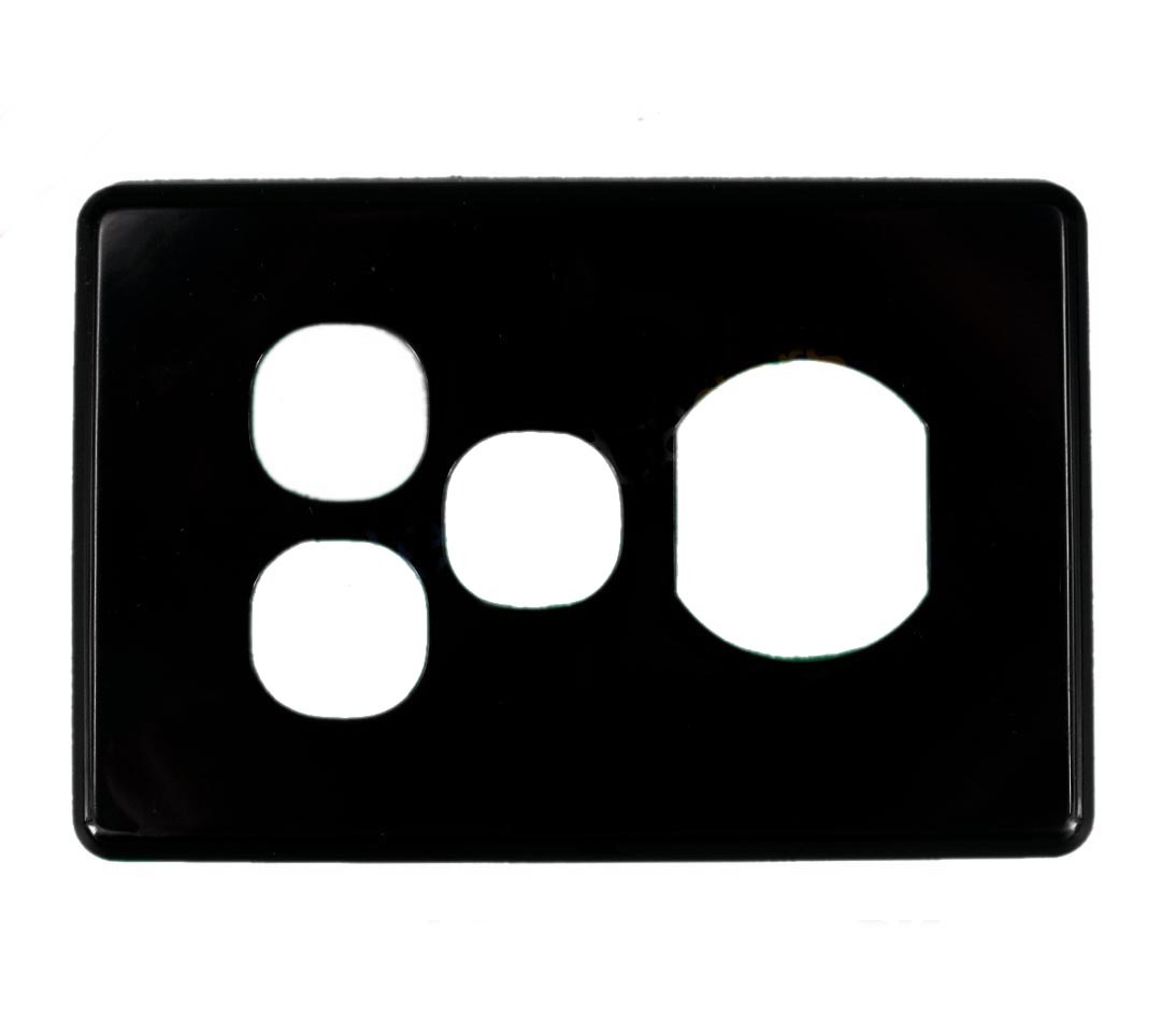 Clipsal SC2015XXC Black Slimline SC Series Single Power Point with 2 Extra Switches Cover Only