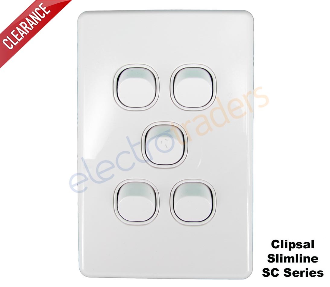 Clipsal SC2035VA Slimline SC Series 5 Gang Light Switch
