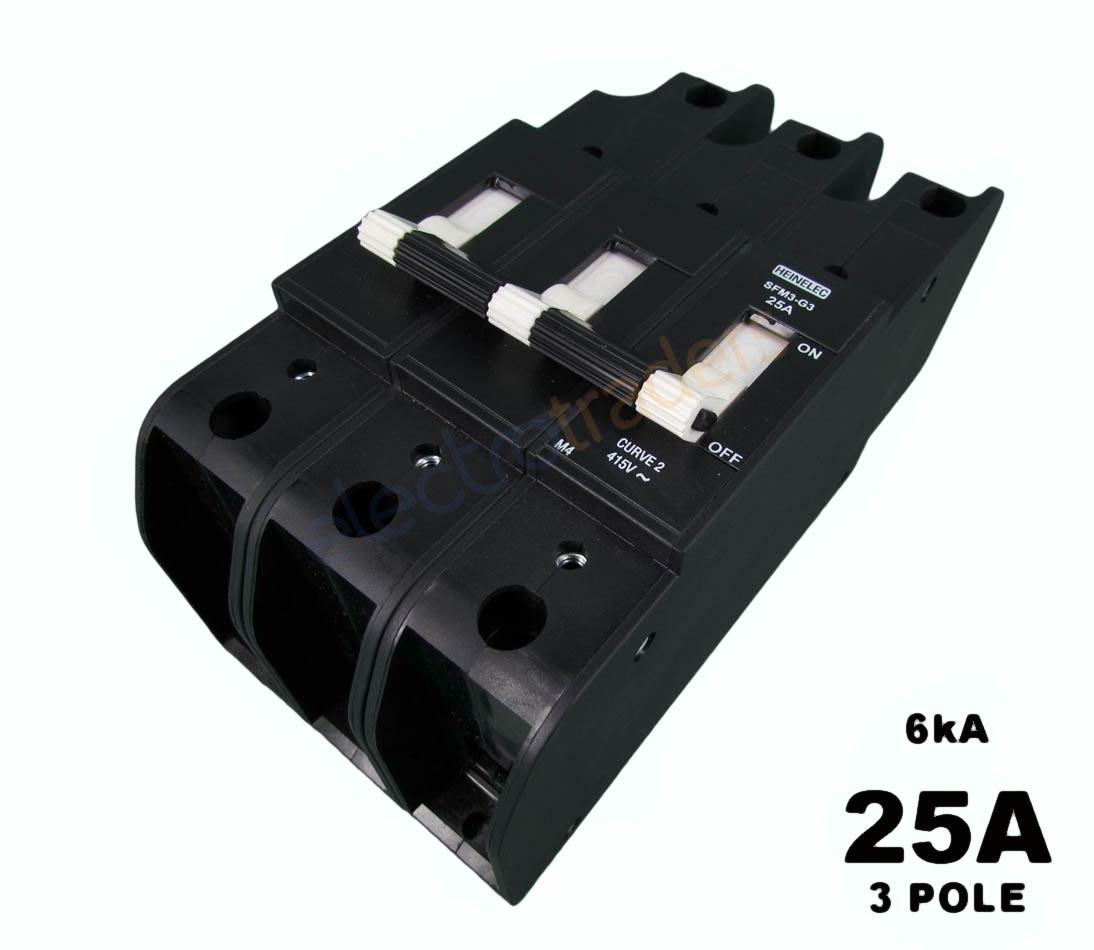Heinemann SFM3G3 C2 25A 3 Pole 240V/415V 6kA Curve 2 Circuit Breaker