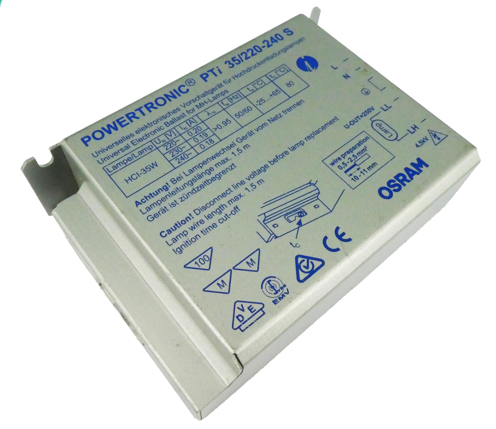 Osram Powertronic PTI 35/220-240 Universal Electronic Ballast Metal Ha