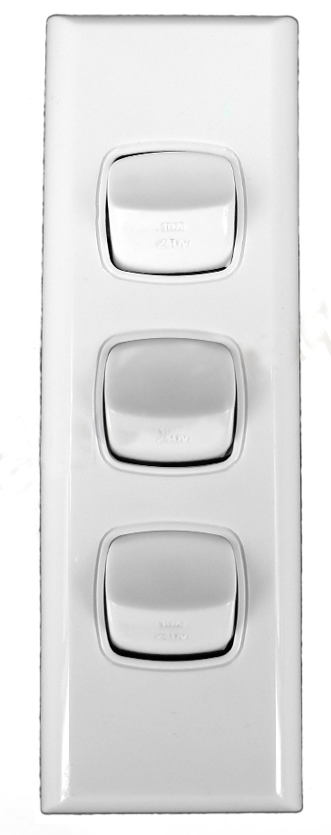 Powerclip 3 Gang Architrave Light Switch 10 Amp