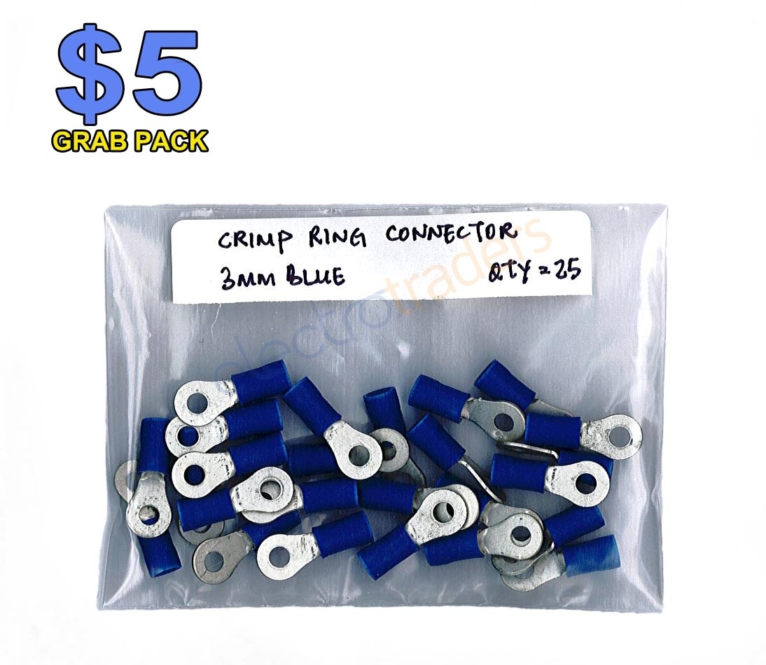 Crimp Ring Connector 3mm Blue 25 Pack