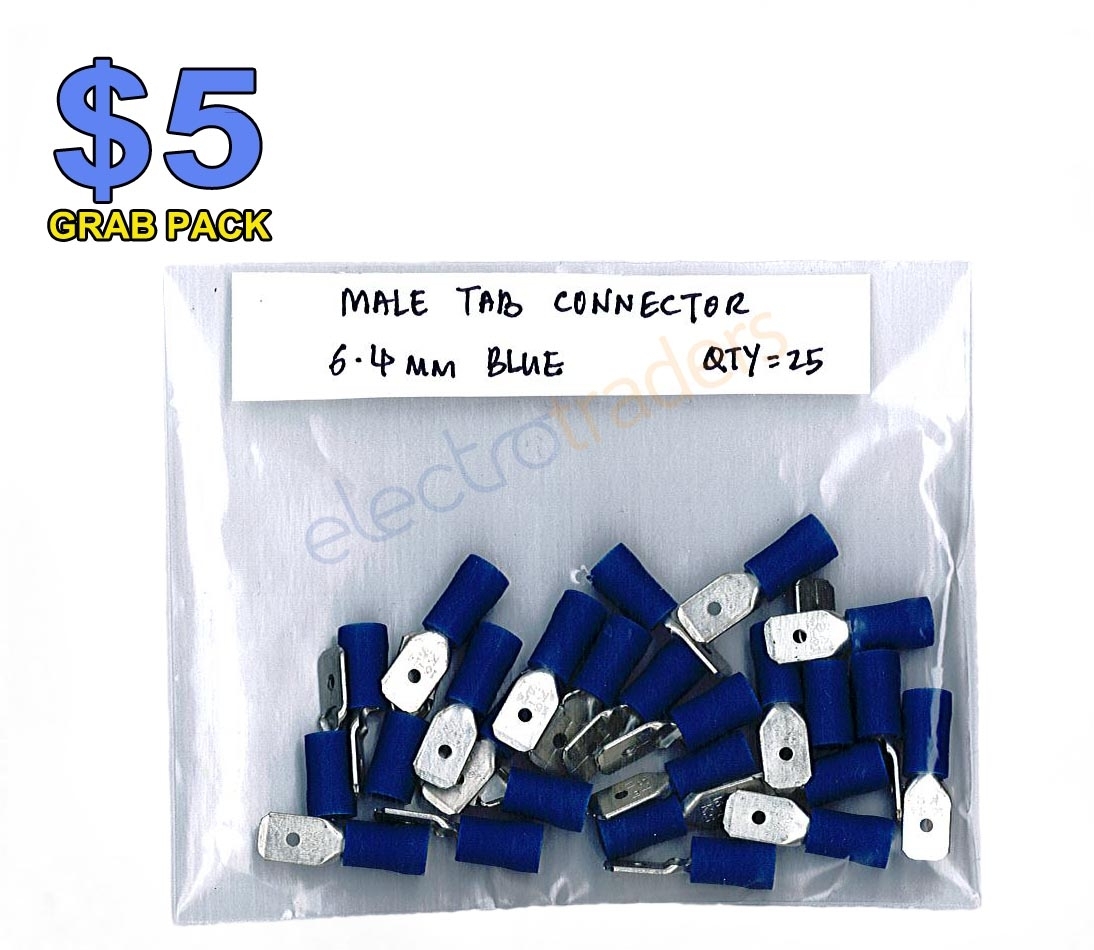 Quick Connect Male Tab Connector 6.4mm 25 Pack