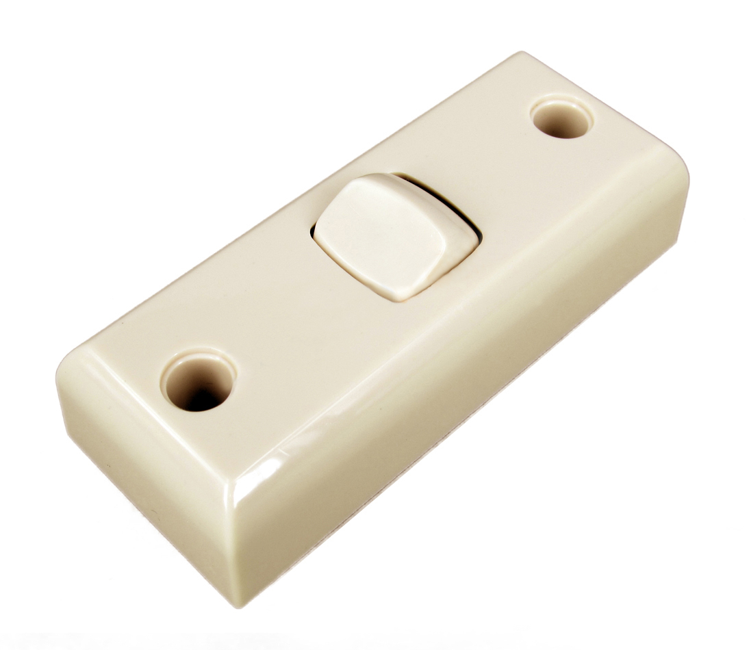Light Switch 1 Gang Architrave Double Pole 10A Deep Mount Beige Transco
