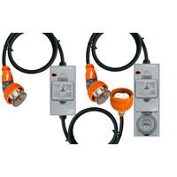 Power Adapter 3 Pin 32 Amp Single Phase to 3 Pin 20 Amp Flat Single Phase Outlet/Socket RCBO Protected