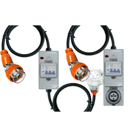 Power Adapter 4 Pin 32 Amp Three Phase to 4 Pin 20 Amp Three Phase Outlet/Socket RCBO Protected