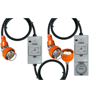 Power Adapter 5 Pin 20 Amp Three Phase to 3 Pin 20 Amp Flat Single Phase Outlet/Socket RCBO Protected