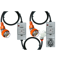 Power Adapter 5 Pin 20 Amp Three Phase to 3 Pin 20 Amp Round Single Phase Outlet/Socket RCBO Protected
