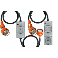 Power Adapter 5 Pin 32 Amp Three Phase to 3 Pin 10 Amp Single Phase Outlet/Socket RCBO Protected