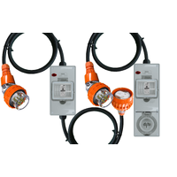 Power Adapter 5 Pin 32 Amp Three Phase to 3 Pin 15 Amp Single Phase Outlet/Socket RCBO Protected
