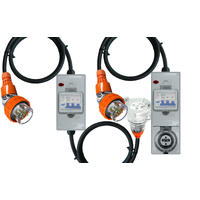 Power Adapter 5 Pin 32 Amp Three Phase to 5 Pin 20 Amp Three Phase Outlet/Socket RCBO Protected