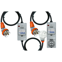 Power Adapter 5 Pin 50 Amp Three Phase to 5 Pin 32 Amp Three Phase Outlet/Socket RCBO Protected
