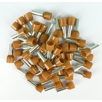 Boot Lace Pin Ferrule Insulated 10x12mm Brown 50 Pack