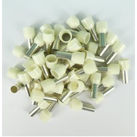 Boot Lace Pin Ferrule Insulated 16x12mm Ivory 50 Pack