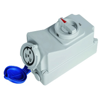 CEE FORM 3 Pin 016 Amp Surface Mount Fixed Interlock Switched Socket IEC309 IP67 QX7012 