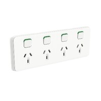 Clipsal Iconic | Quad Switch Power Point | Horizontal Mount, 250V, 10A | Vivid White