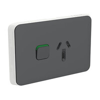 Clipsal Iconic | Single Power Point Skin | Horizontal Mount, 250V, 10A, Clip-On | Anthracite