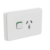 Clipsal Iconic | Single Power Point Skin | Horizontal Mount, 250V, 10A, Clip-On | Cool Grey