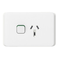 Clipsal Iconic | Single Power Point Skin | Horizontal Mount, 250V, 10A, Clip-On | Extra White