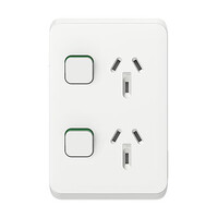 Clipsal Iconic | Twin Switch Power Point | Vertical Mount, 250V, 10A | Vivid White