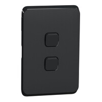 Clipsal Iconic | Switch Plate Skin | 2 Gang, Horizontal/Vertical Mount, Clip-On | Extra Black