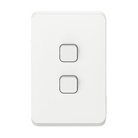 Clipsal Iconic | Flush Switch | 2 Gang, Vertical Mount, 1-Way/2-Way, 230/240V 10AX | Vivid White