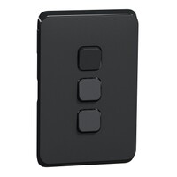 Clipsal Iconic | Switch Plate Skin | 3 Gang, Horizontal/Vertical Mount | Extra Black