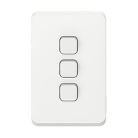 Clipsal Iconic | Flush Switch | 3 Gang, Vertical Mount, 1-Way/2-Way, 230/240V 10AX | Vivid White