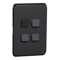 Clipsal Iconic | Switch Plate Skin | 4 Gang, Horizontal/Vertical Mount | Extra Black