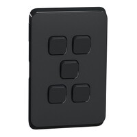 Clipsal Iconic | Switch Plate Skin | 5 Gang, Horizontal/Vertical Mount | Extra Black