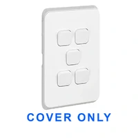 Clipsal Iconic 3045C-XW COVER ONLY | 5 Gang Switch Plate Cover, Clip-On, Extra White