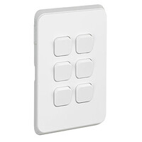 Clipsal Iconic | Switch Plate Skin | 6 Gang, Horizontal/Vertical Mount | Extra White