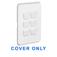 Clipsal Iconic 3046C-XW COVER ONLY | 6 Gang Switch Plate Cover, Clip-On, Extra White