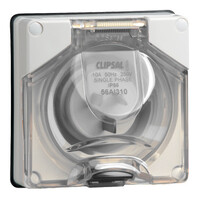 IP66 Clipsal 56 Series - Socket Appliance Inlet - 3 PIN Less Enclosure - Chemical Resistant Orange