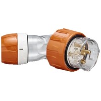 IP66 Clipsal 56 Series - Angled Plug - 500V 50A - 5 Round Pins - Electric Orange - 56PA550-EO 