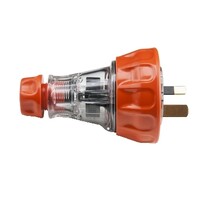 IP66 Clipsal 56 Series - Plug Top - Straight  3 Flat PIN  15A  250V - Electric Orange - 56P315-EO 