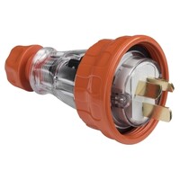 IP66 Clipsal 56 Series - Straight Plug - 250V 20A - 3 Flat Pins - Electric Orange - 56P320F-EO 