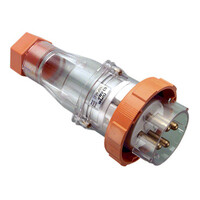 IP66 Clipsal 66 Series - Straight Plug - 500V 63A - 4 Round Pins - Electric Orange - 66P463-EO 