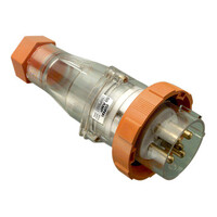 IP66 Clipsal 66 Series - Straight Plug - 500V 50A - 5 Round Pins - Electric Orange - 66P550-EO 